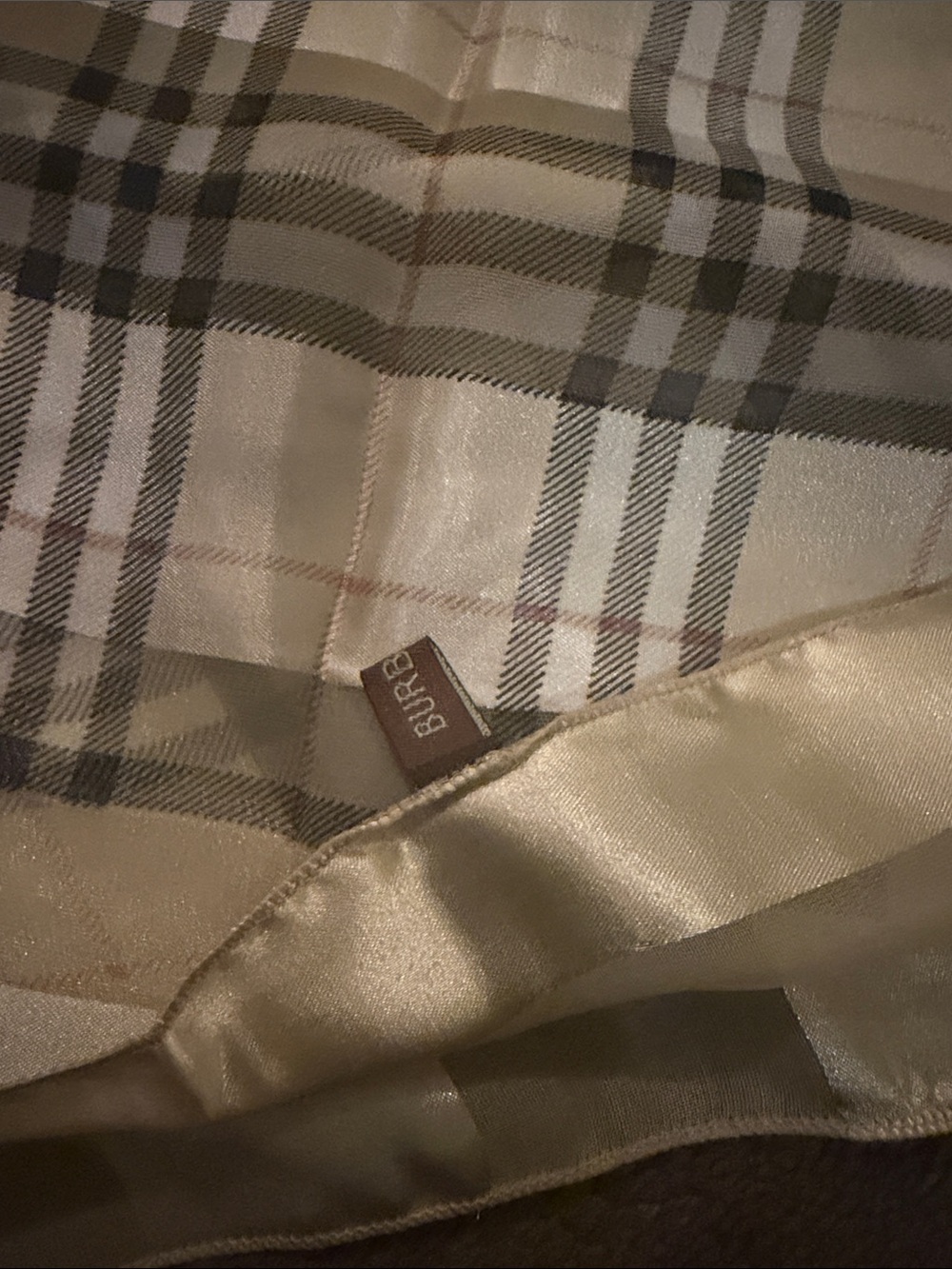 Burberry Cream and Brown Classic Check Silk Scarf